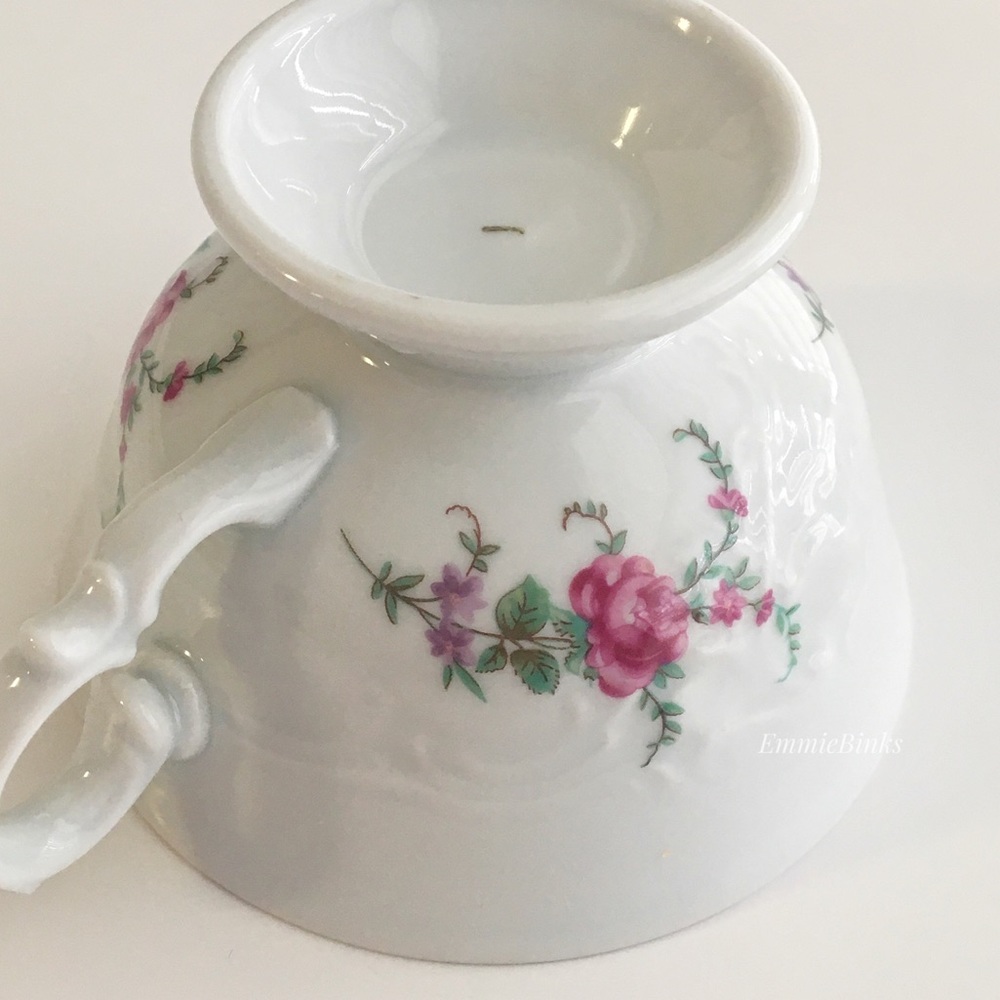 Vintage 1940’s Wawel Fine Porcelain China Poland Rose Garden Gold Trim Cup Set - Picture 6 of 16